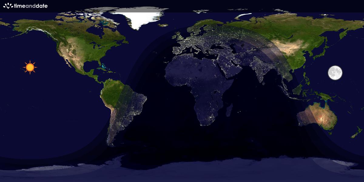 Verdenskart som viser dag og natt 