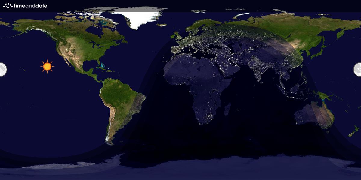 Verdenskart som viser dag og natt 