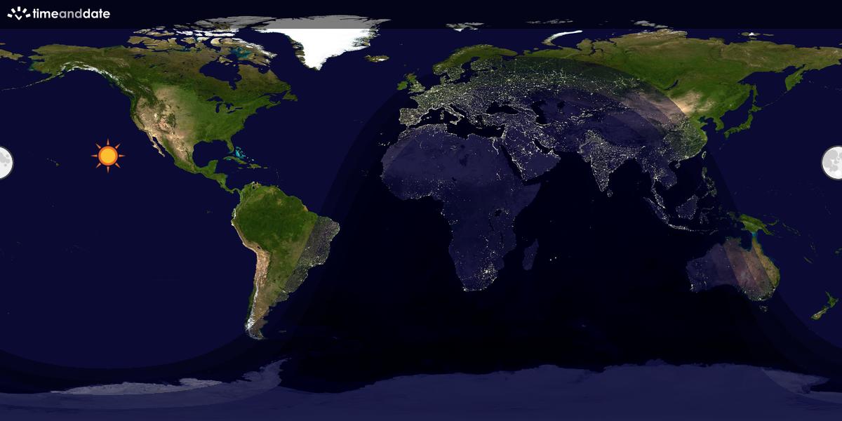 Verdenskart som viser dag og natt 