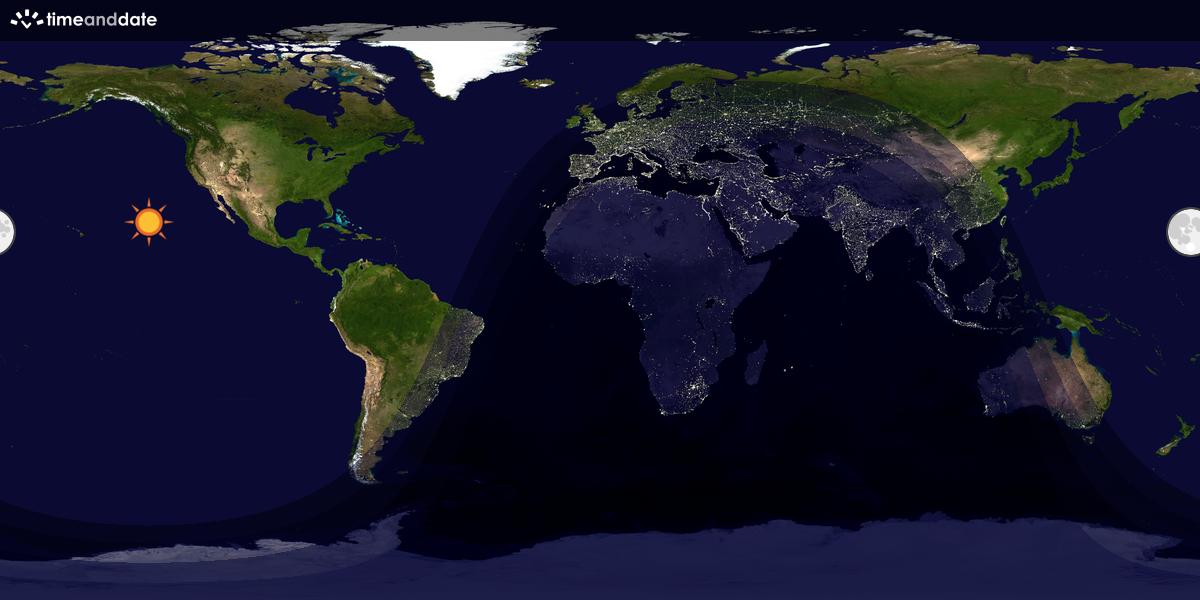 Verdenskart som viser dag og natt 