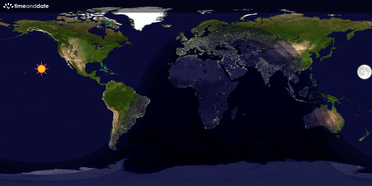 Verdenskart som viser dag og natt 