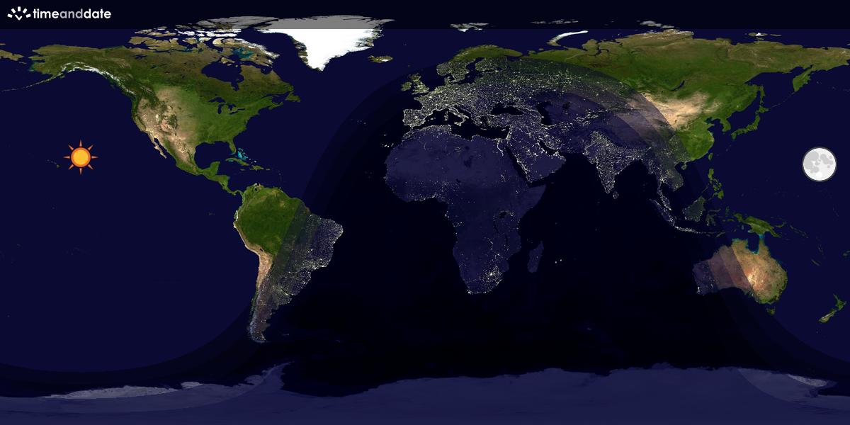 Verdenskart som viser dag og natt 
