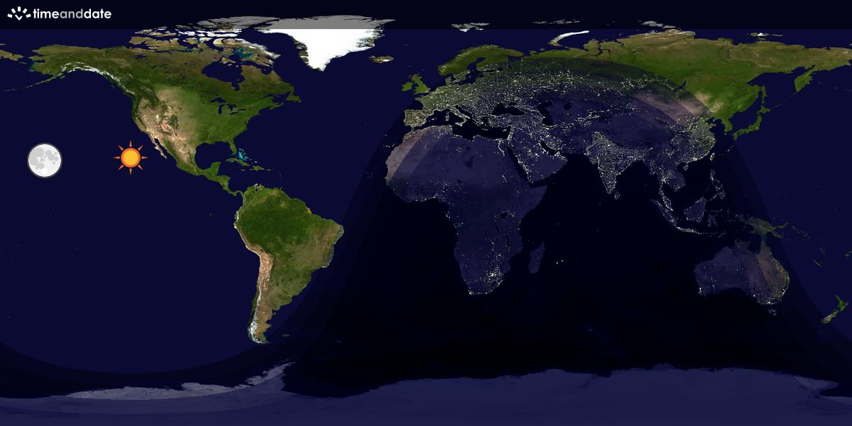 Verdenskart som viser dag og natt 