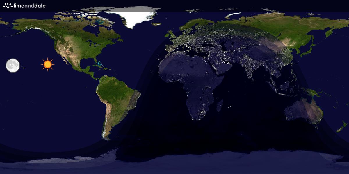 Verdenskart som viser dag og natt 