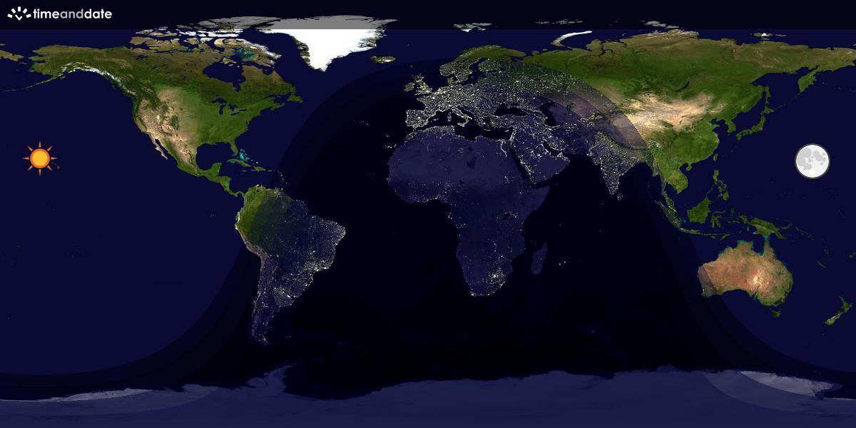 Verdenskart som viser dag og natt 