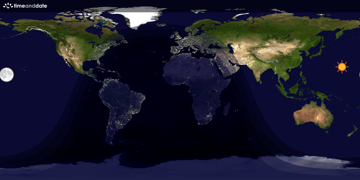 Verdenskart som viser dag og natt 