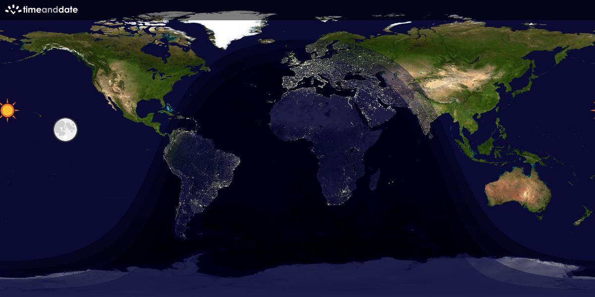 Verdenskart som viser dag og natt 