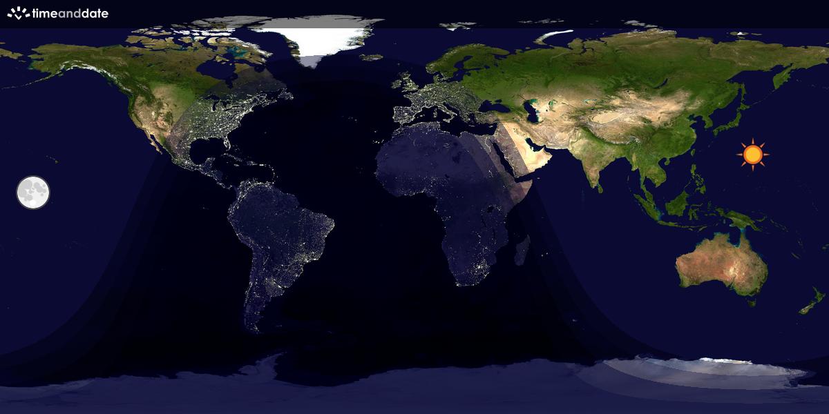 Verdenskart som viser dag og natt 