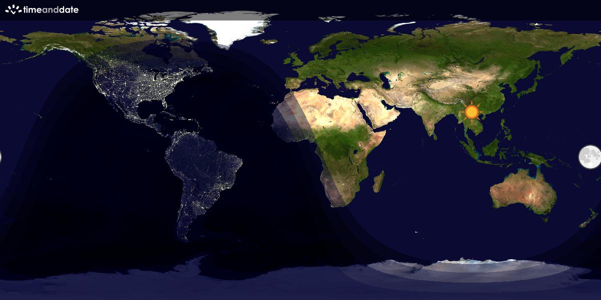 Verdenskart som viser dag og natt 