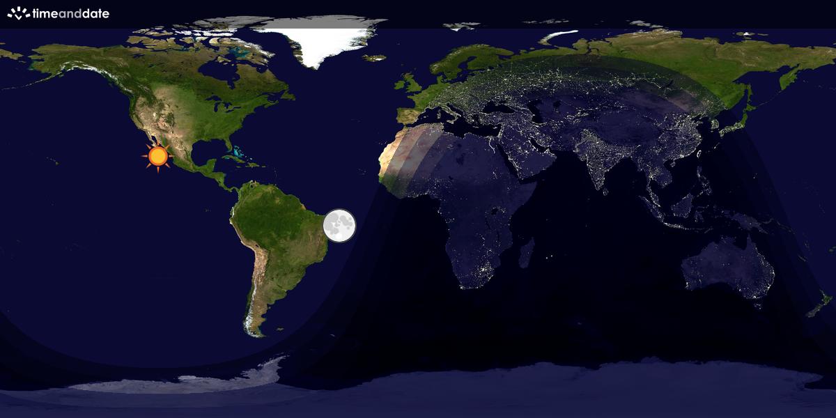 Verdenskart som viser dag og natt 