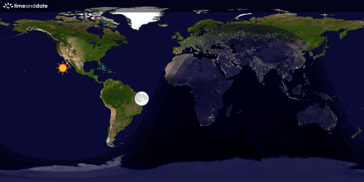 Verdenskart som viser dag og natt 