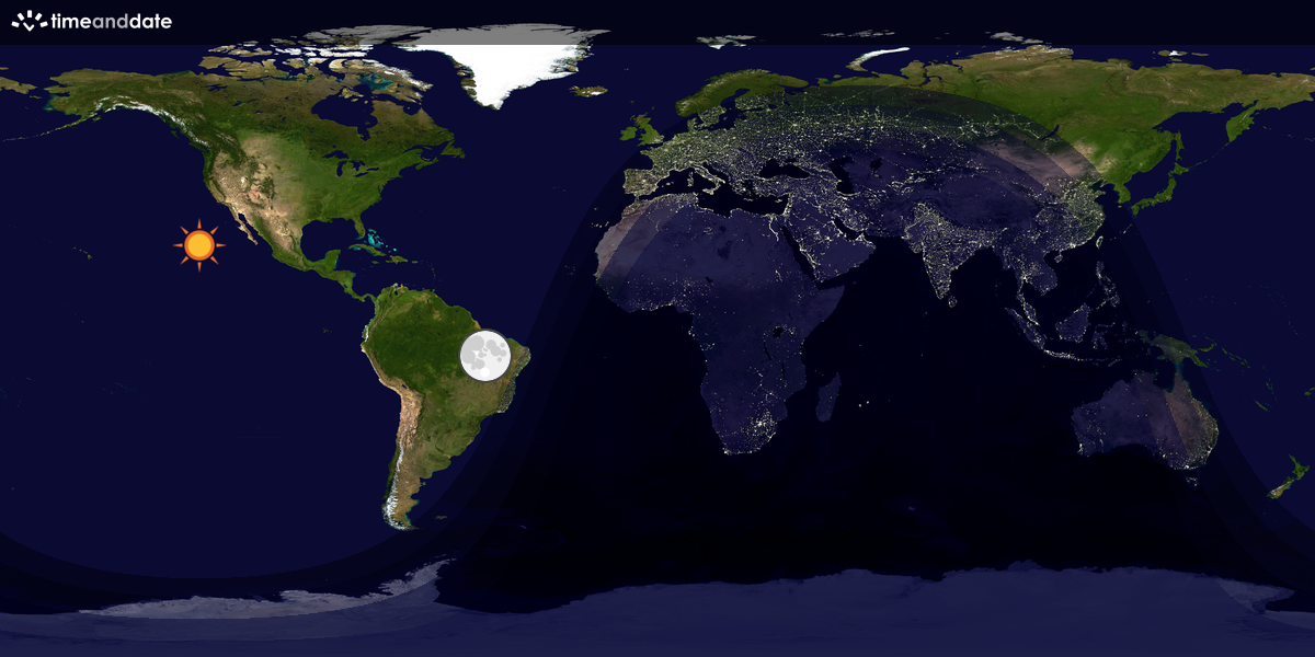 Verdenskart som viser dag og natt 