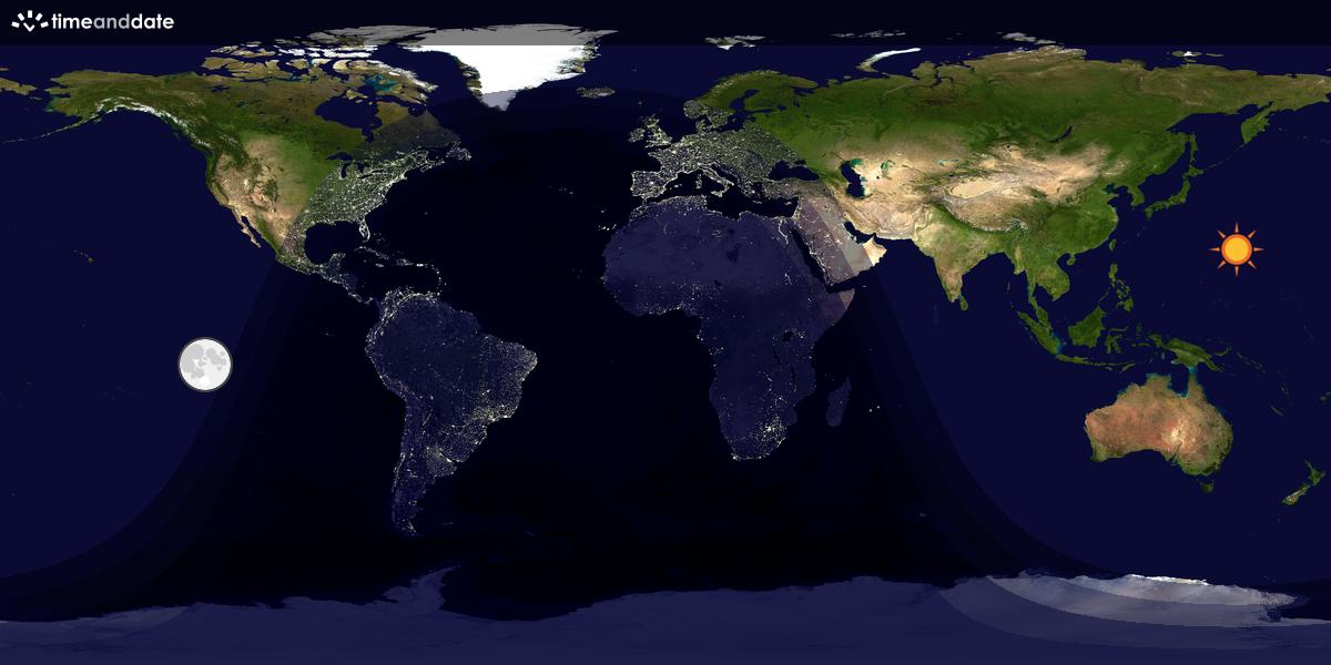 Verdenskart som viser dag og natt 