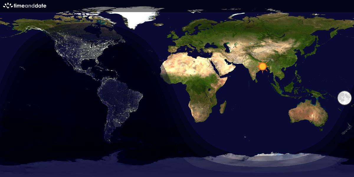 Verdenskart som viser dag og natt 
