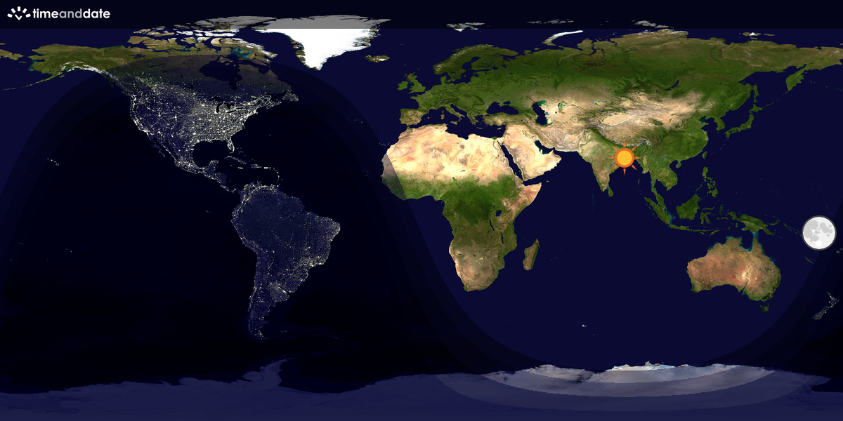 Verdenskart som viser dag og natt 
