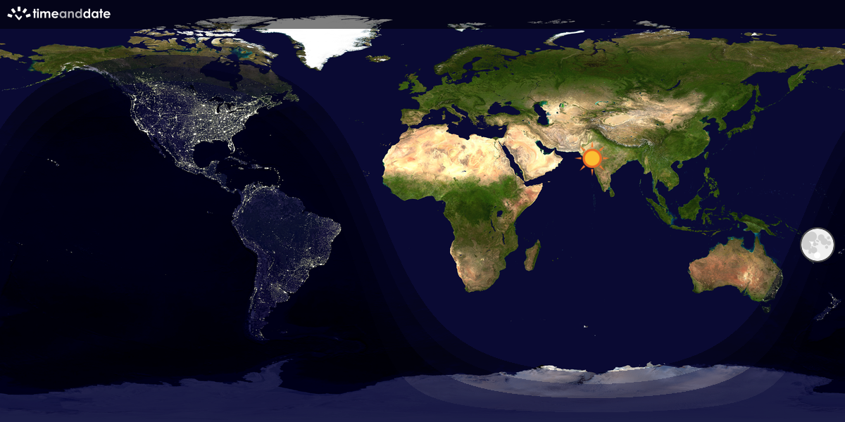 Verdenskart som viser dag og natt 