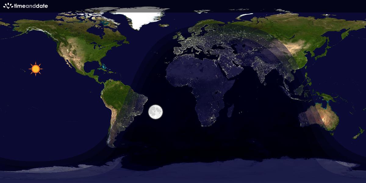 Verdenskart som viser dag og natt 