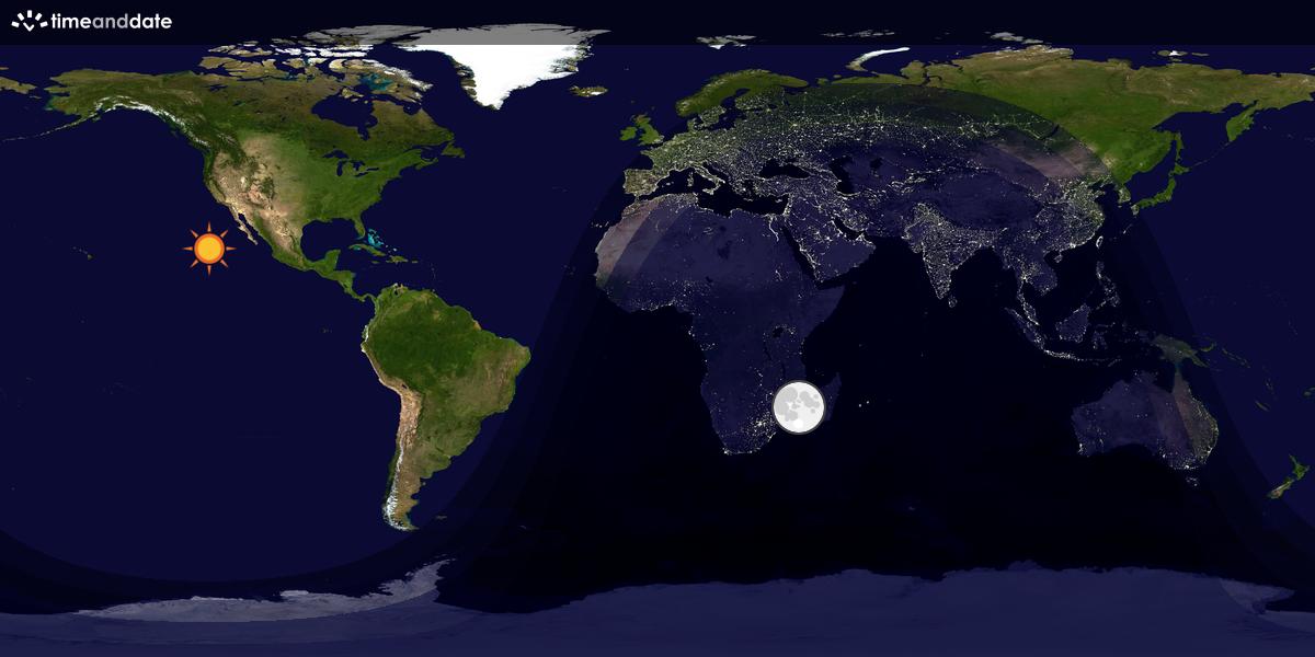 Verdenskart som viser dag og natt 