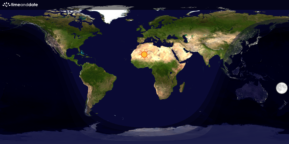 Verdenskart som viser dag og natt 