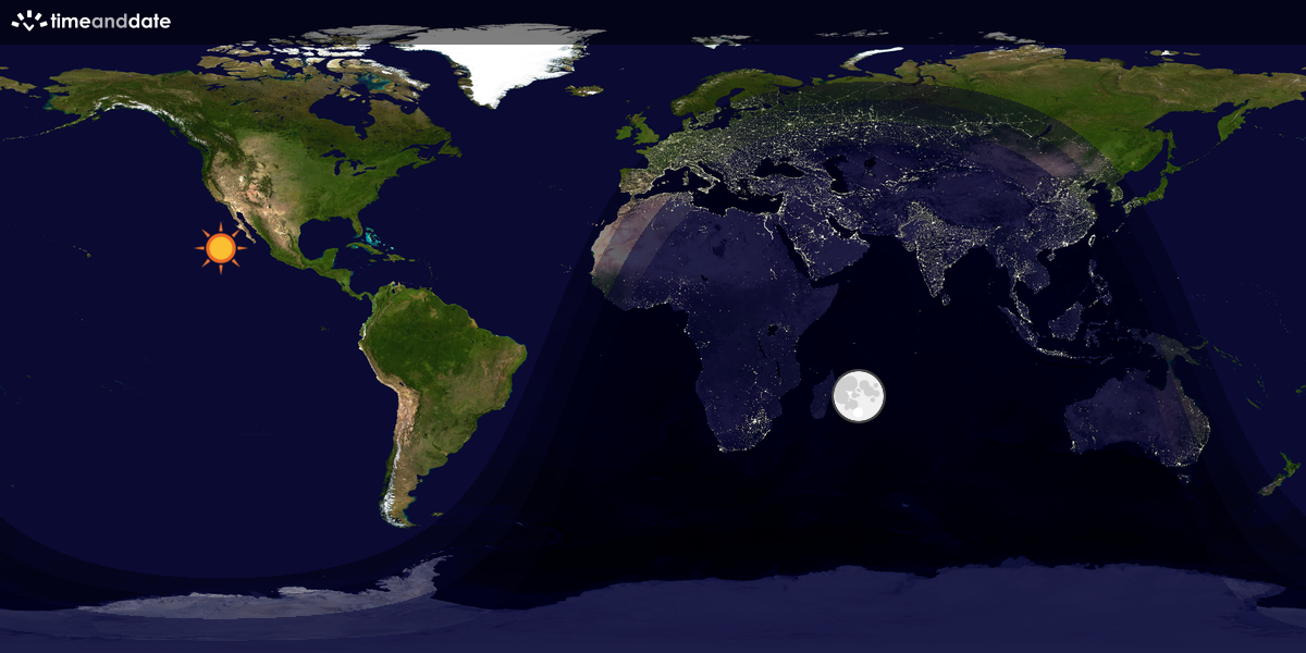 Verdenskart som viser dag og natt 