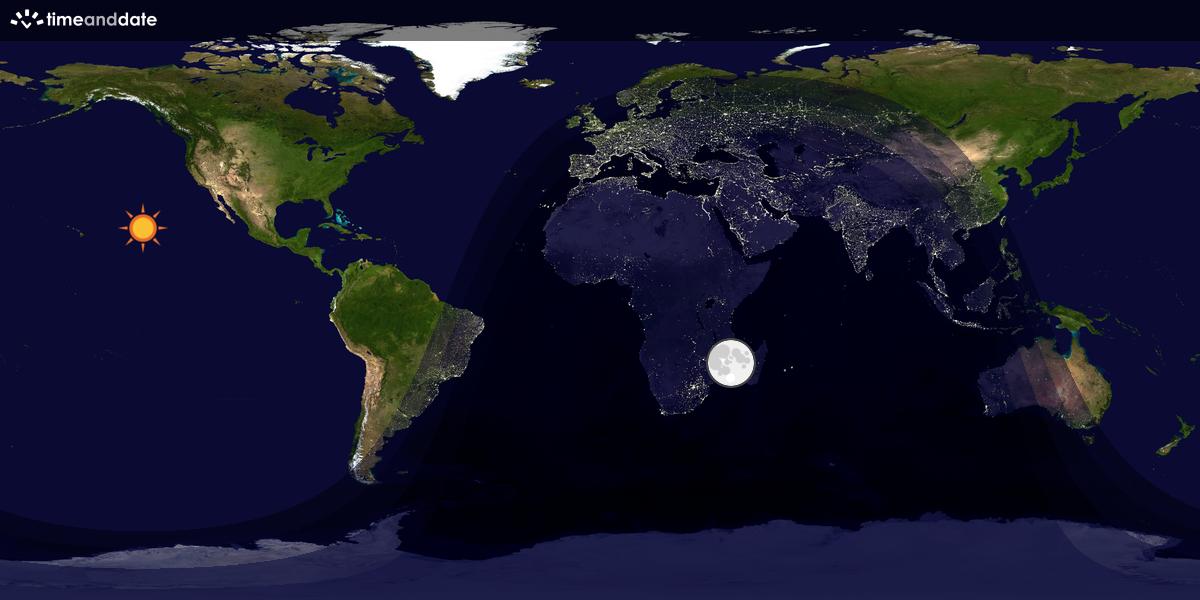 Verdenskart som viser dag og natt 