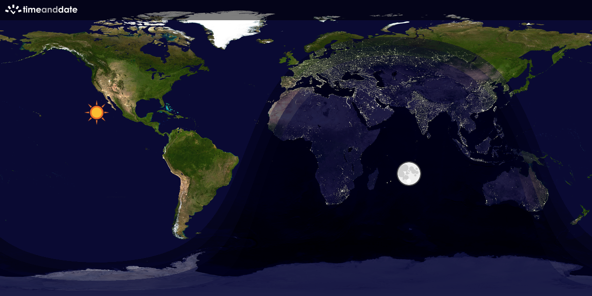 Verdenskart som viser dag og natt 