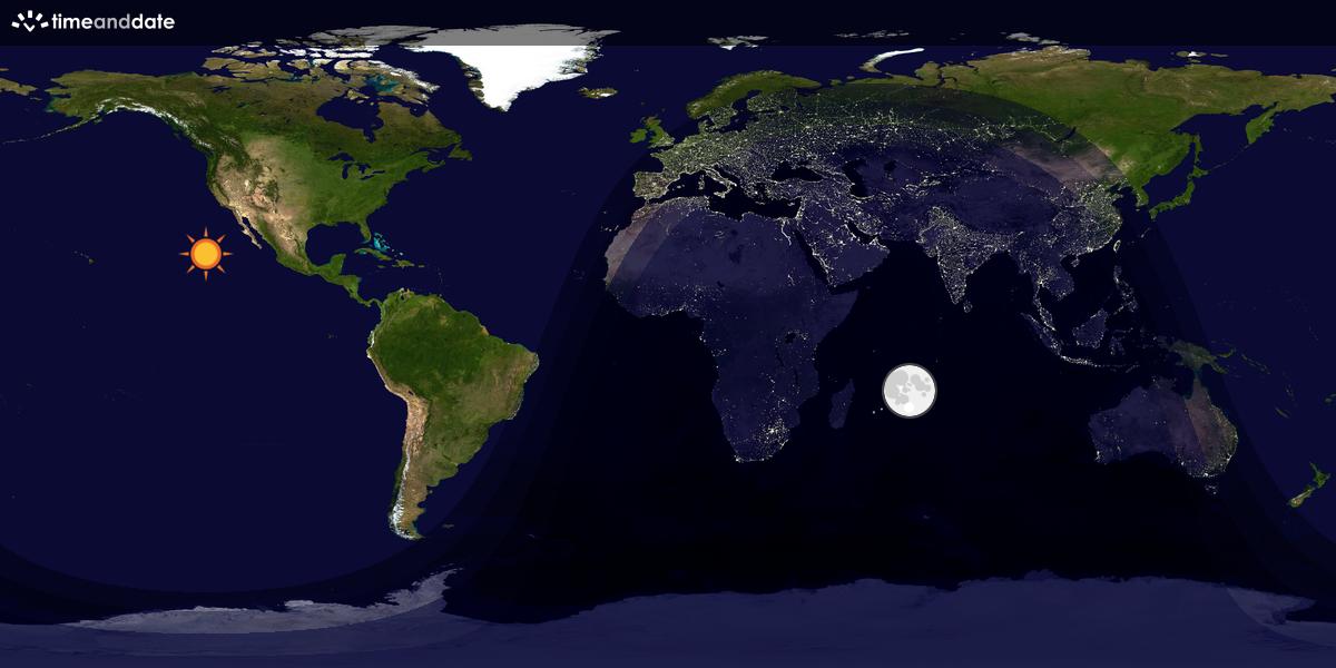 Verdenskart som viser dag og natt 