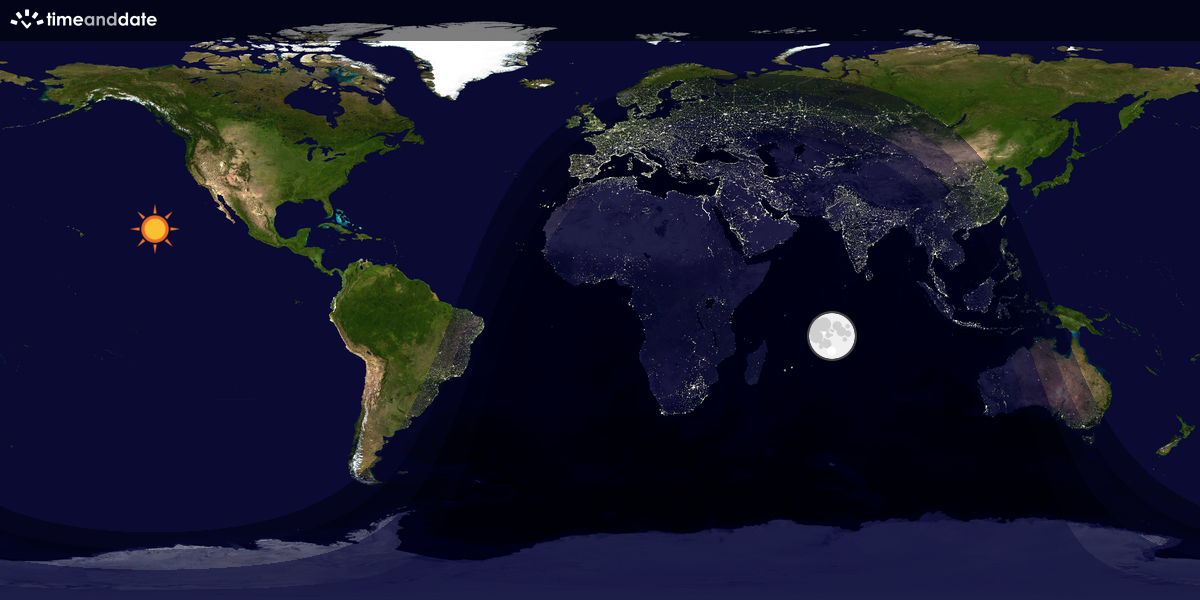 Verdenskart som viser dag og natt 