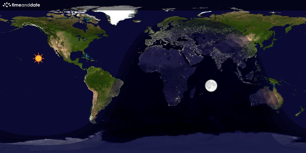 Verdenskart som viser dag og natt 