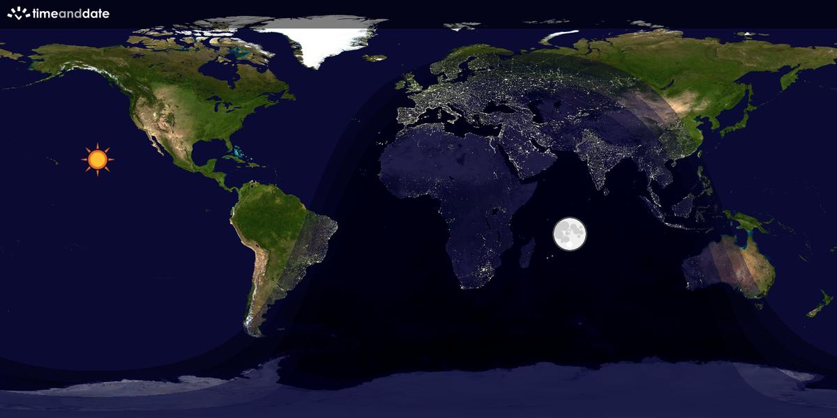 Verdenskart som viser dag og natt 