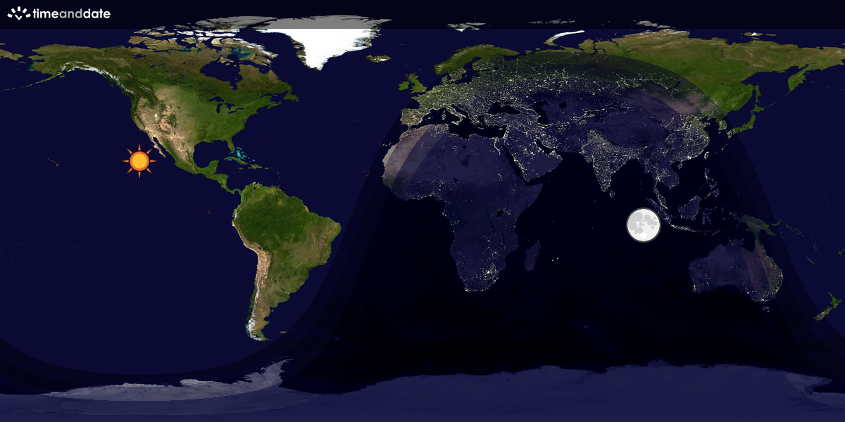 Verdenskart som viser dag og natt 