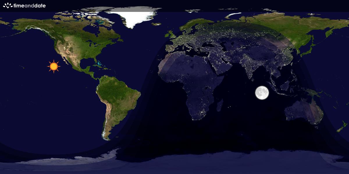 Verdenskart som viser dag og natt 