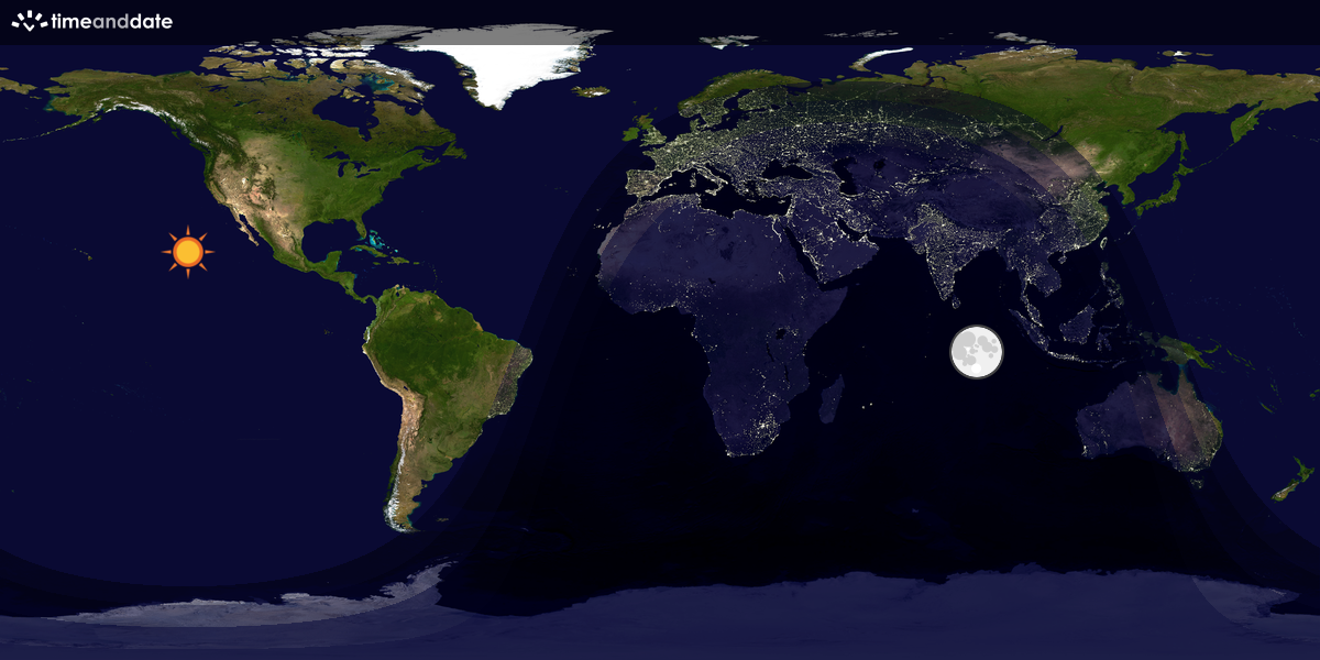 Verdenskart som viser dag og natt 
