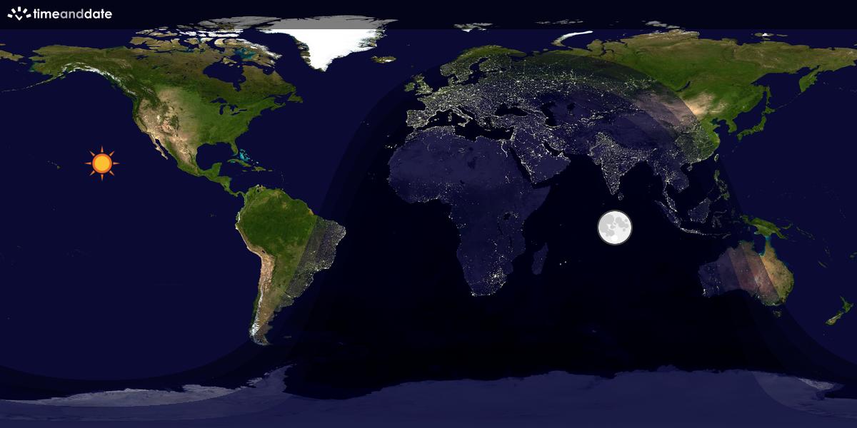 Verdenskart som viser dag og natt 