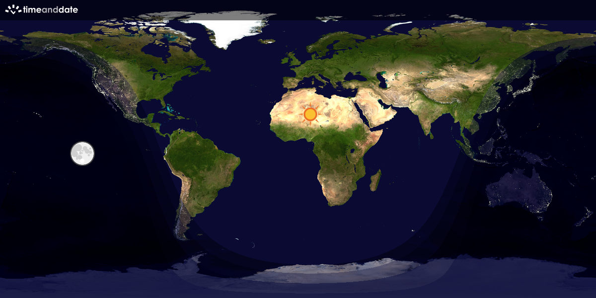 Verdenskart som viser dag og natt 