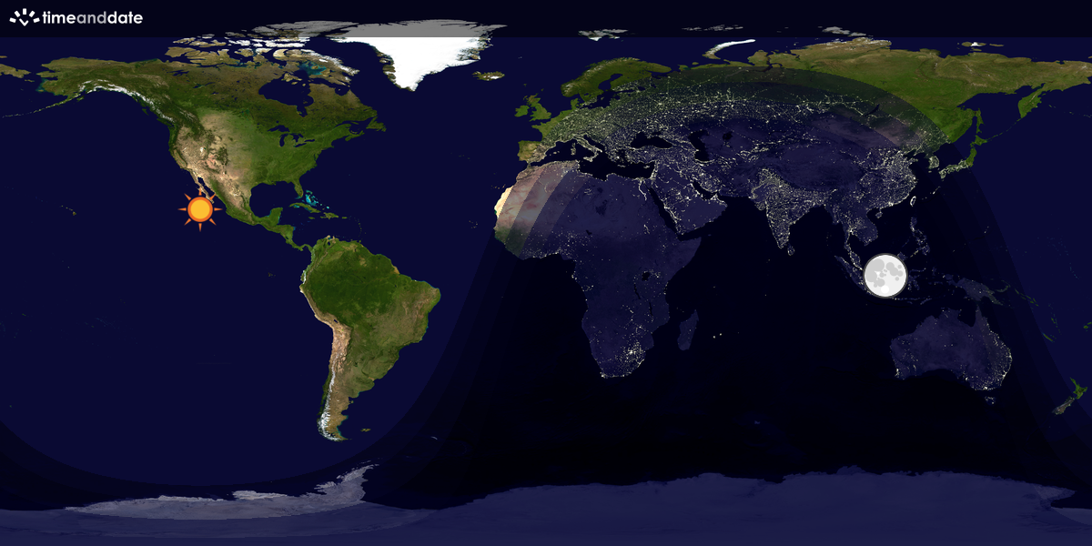 Verdenskart som viser dag og natt 