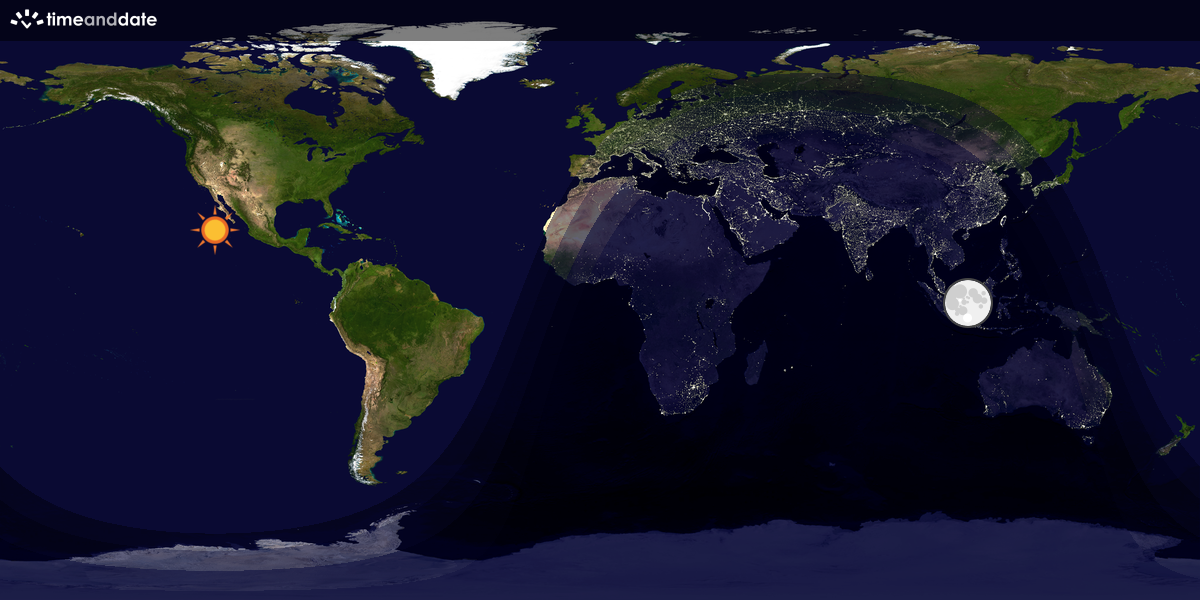 Verdenskart som viser dag og natt 