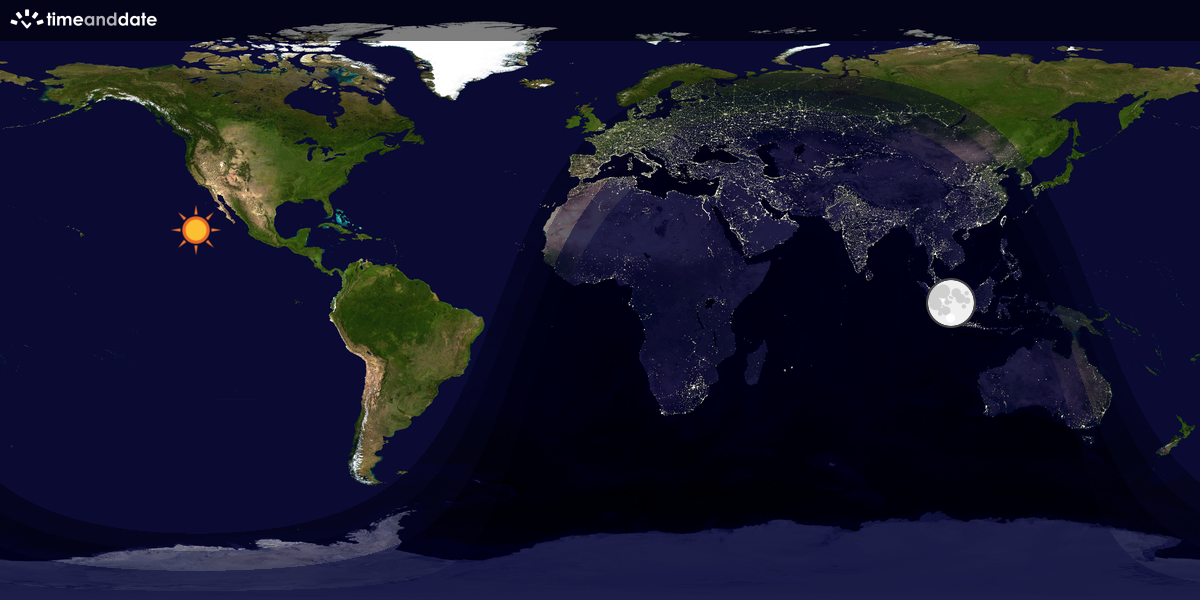 Verdenskart som viser dag og natt 