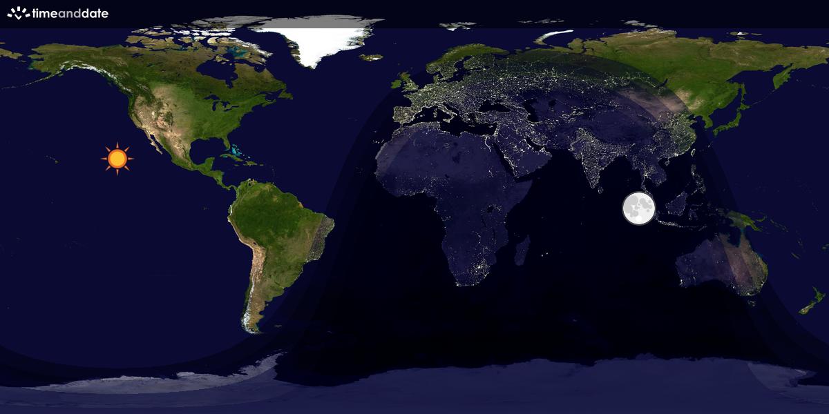 Verdenskart som viser dag og natt 