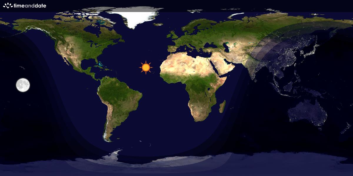 Verdenskart som viser dag og natt 