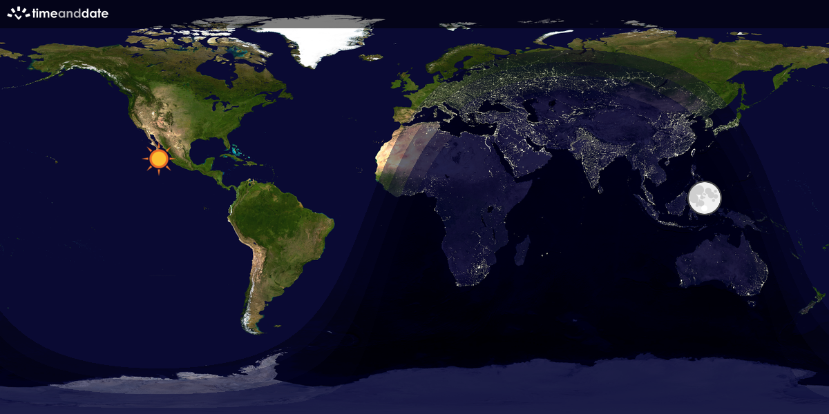 Verdenskart som viser dag og natt 