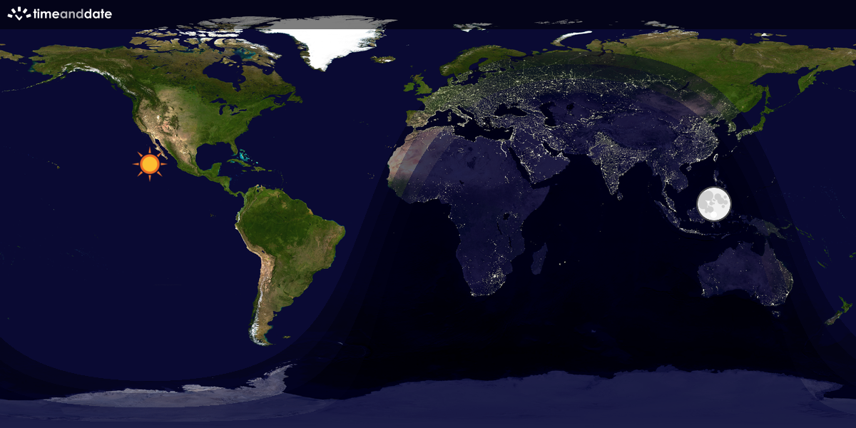 Verdenskart som viser dag og natt 