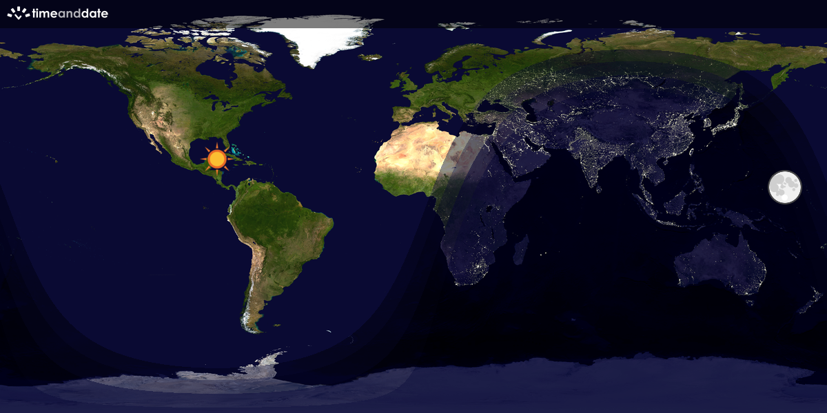 Verdenskart som viser dag og natt 