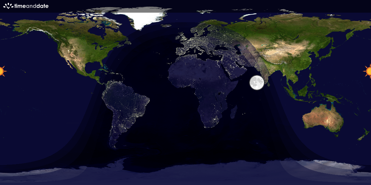 Verdenskart som viser dag og natt 