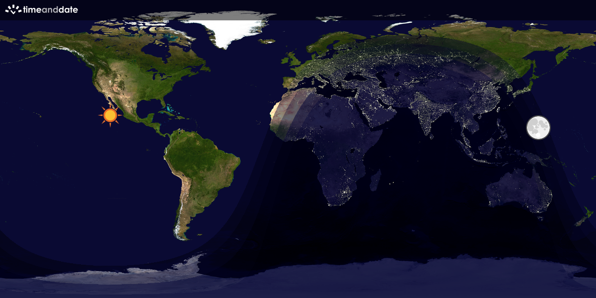 Verdenskart som viser dag og natt 