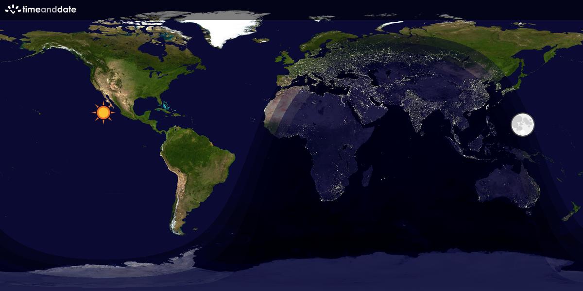Verdenskart som viser dag og natt 