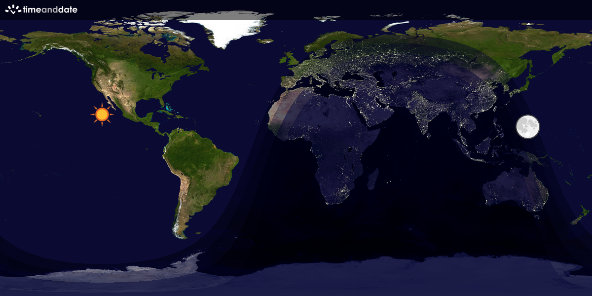 Verdenskart som viser dag og natt 
