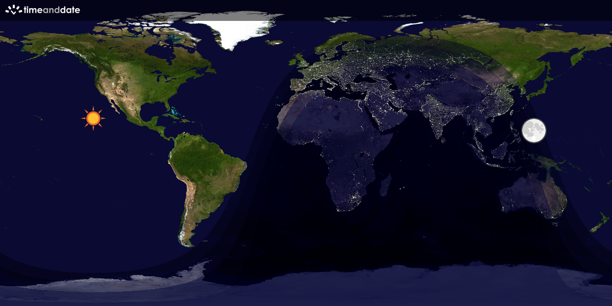 Verdenskart som viser dag og natt 