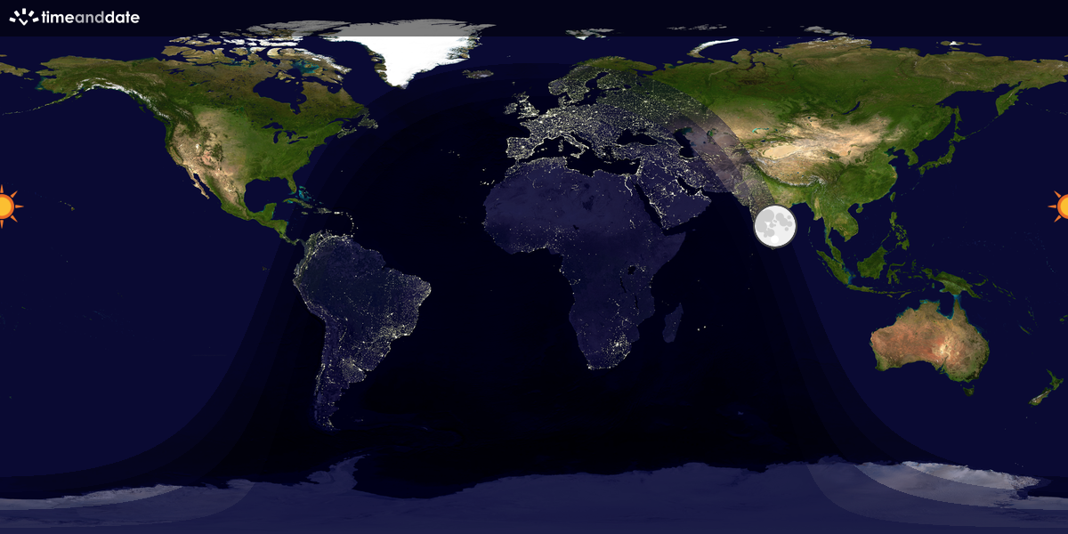 Verdenskart som viser dag og natt 
