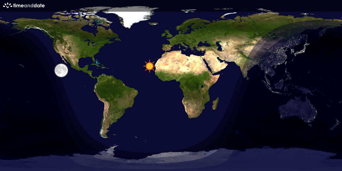 Verdenskart som viser dag og natt 